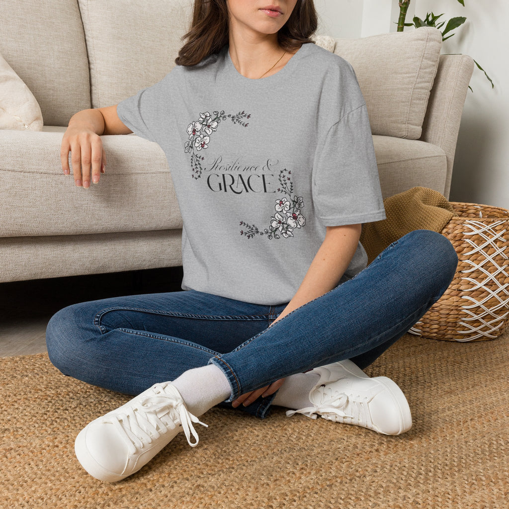 Resilience & Grace T-Shirt | Floral Script Design