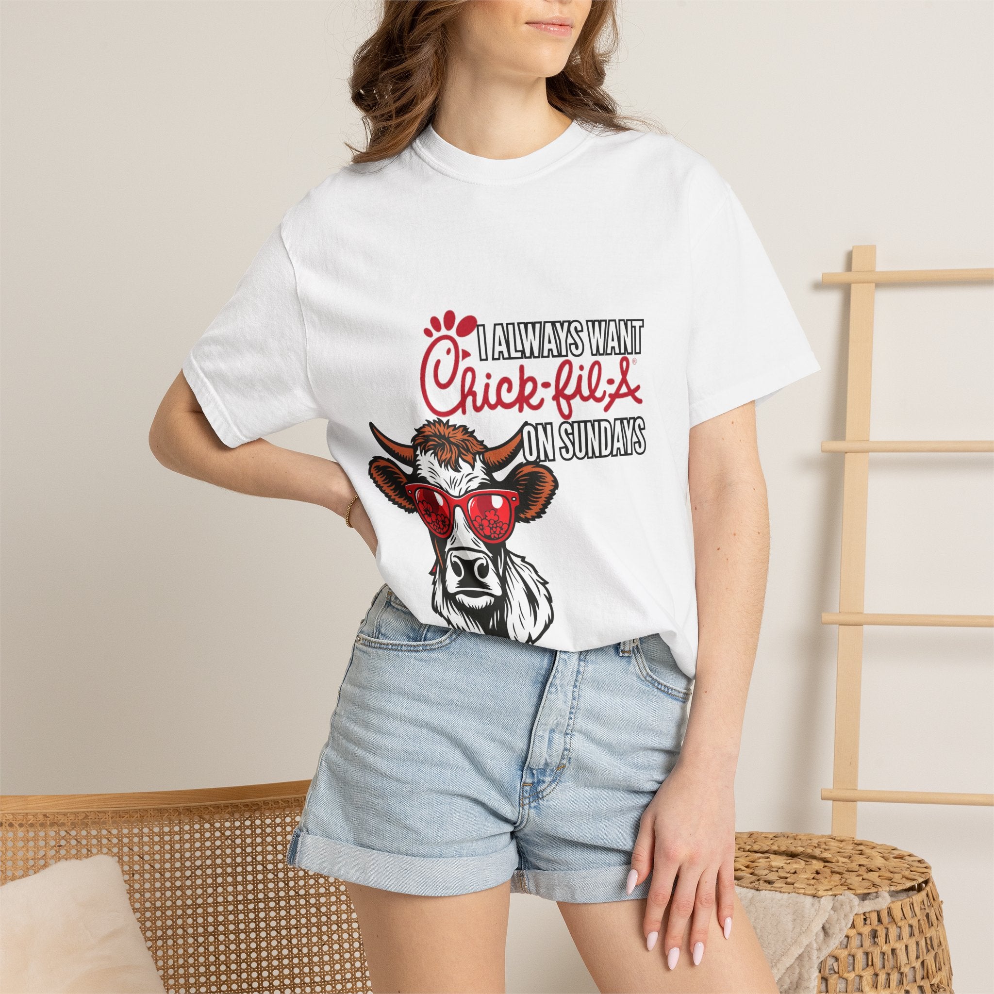 I Always Want Chick-fil-A on Sundays T-shirt | Cow Wearing Sunglasses Tee