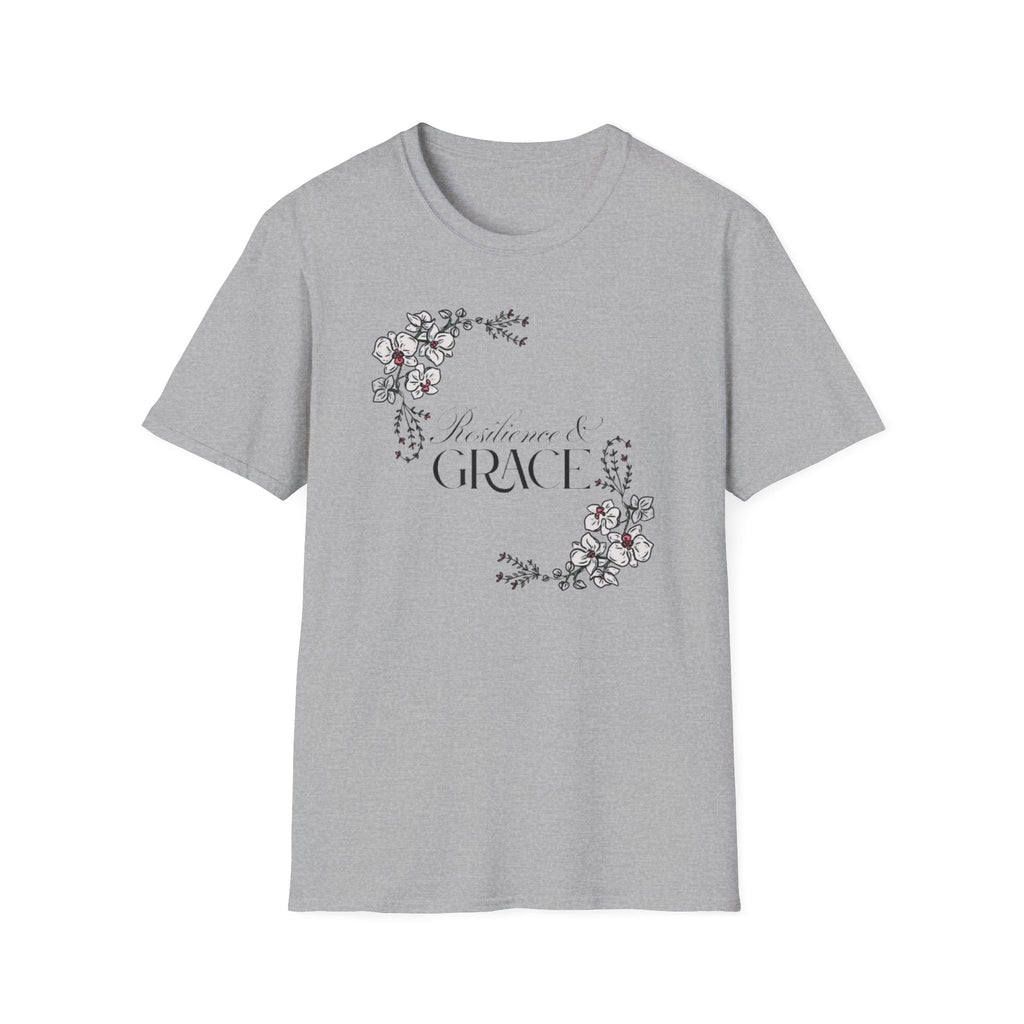 Resilience & Grace T-Shirt | Floral Script Design