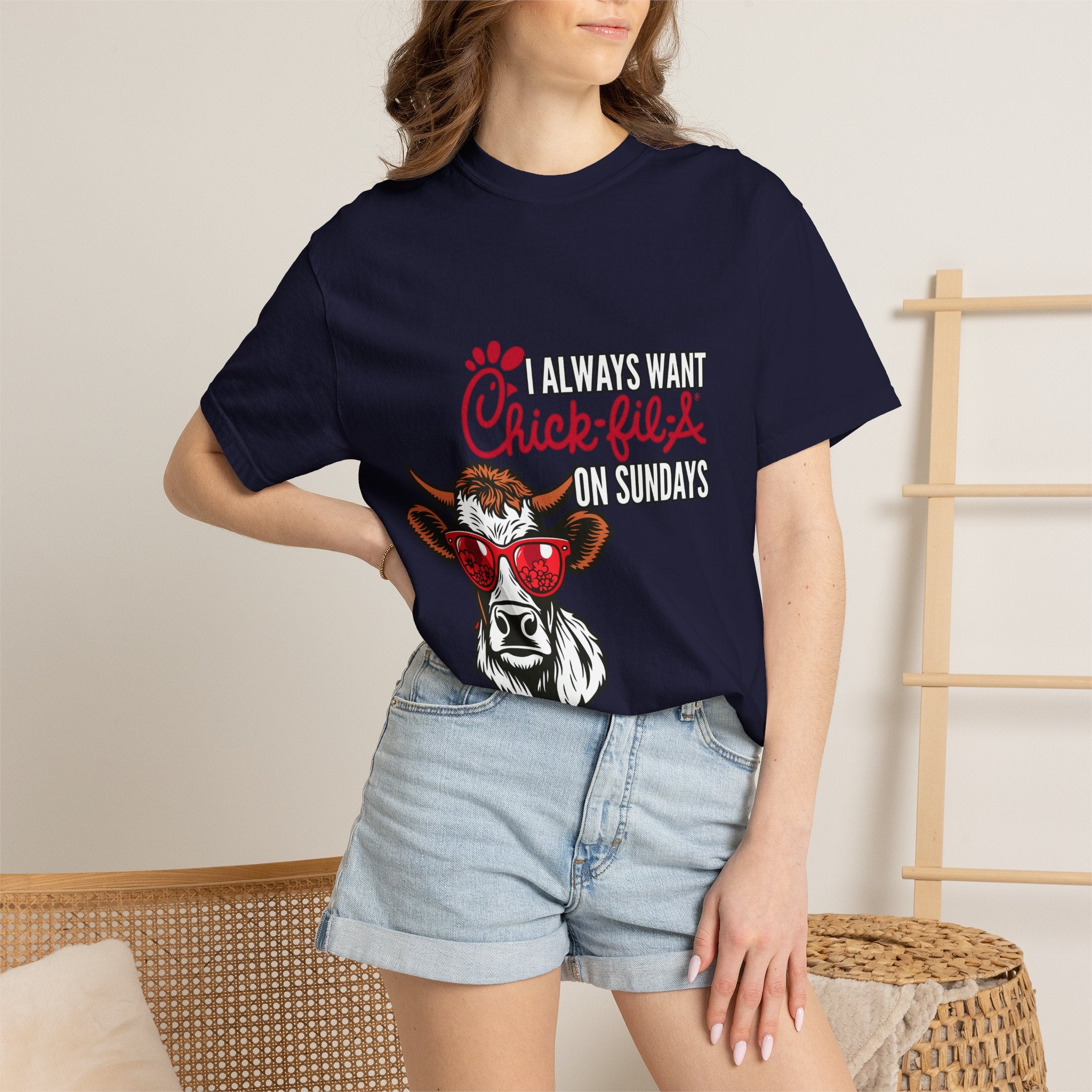 I Always Want Chick-fil-A on Sundays T-shirt | Cow Wearing Sunglasses Tee
