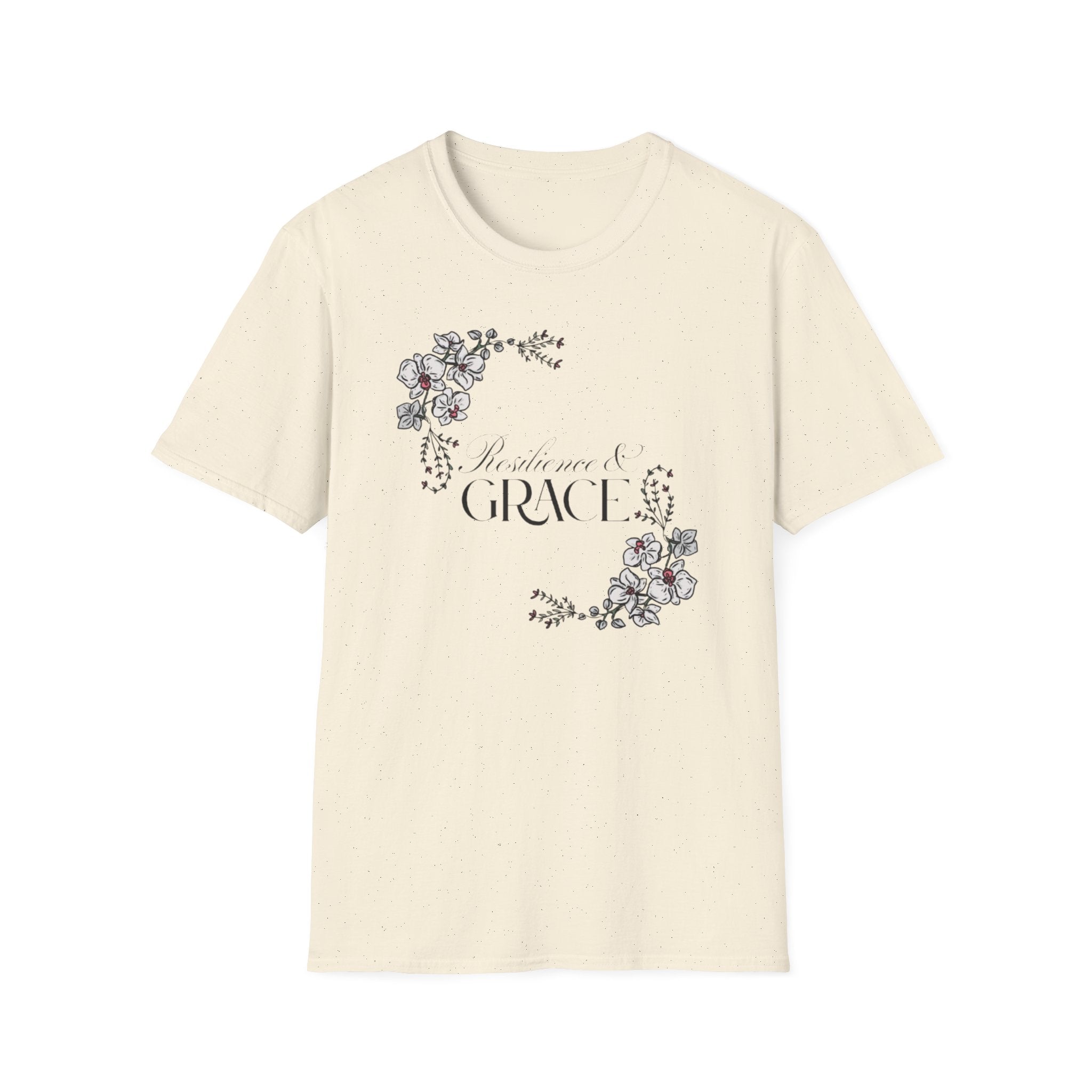 Resilience & Grace T-Shirt | Floral Script Design