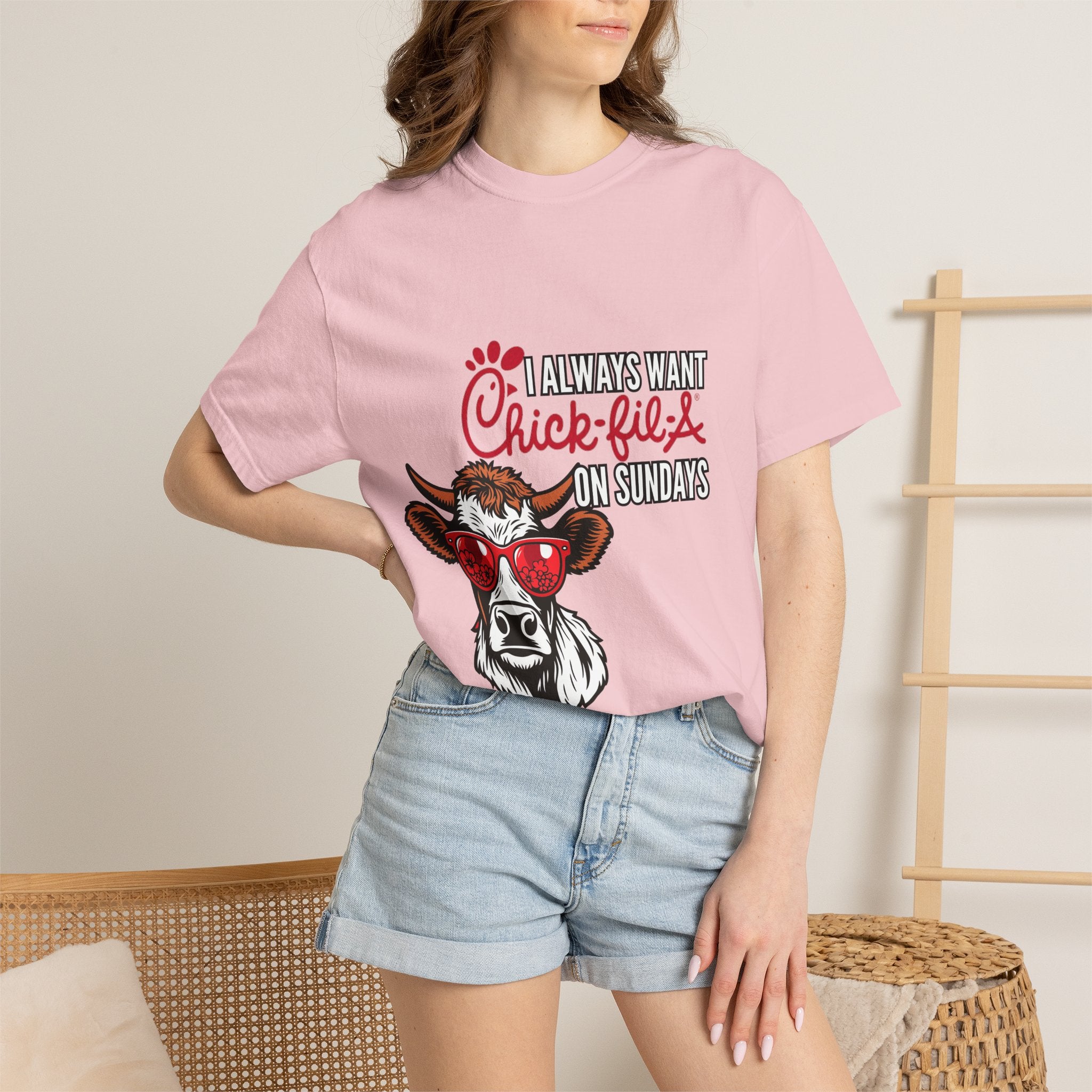I Always Want Chick-fil-A on Sundays T-shirt | Cow Wearing Sunglasses Tee