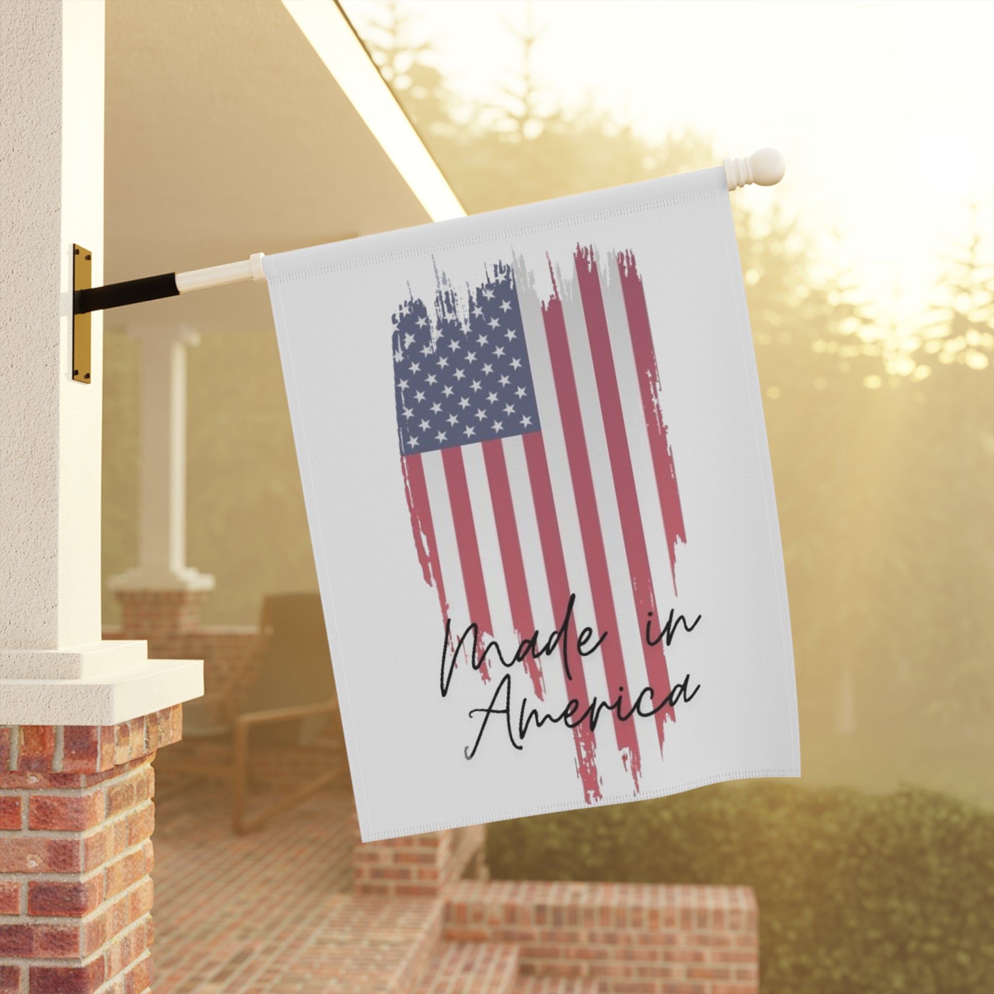 American Flag Brushstroke Made in America Garden & House Banner | Patriotic Outdoor Flag