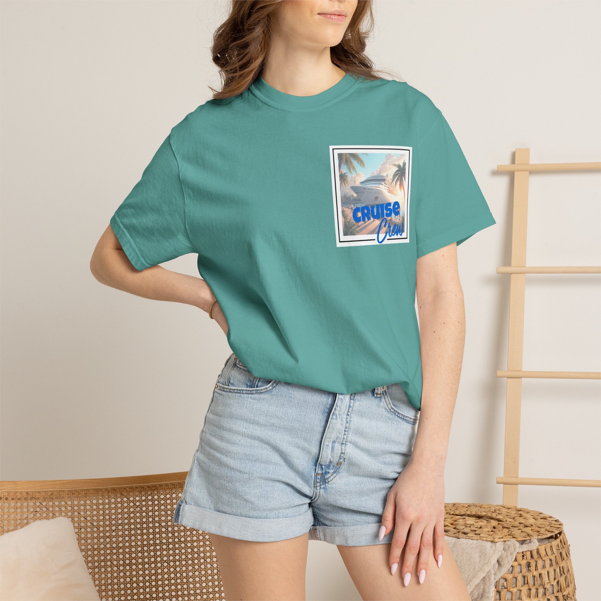Cruise Crew T-shirt | Tropical Palm Cruise Ship Beach Design