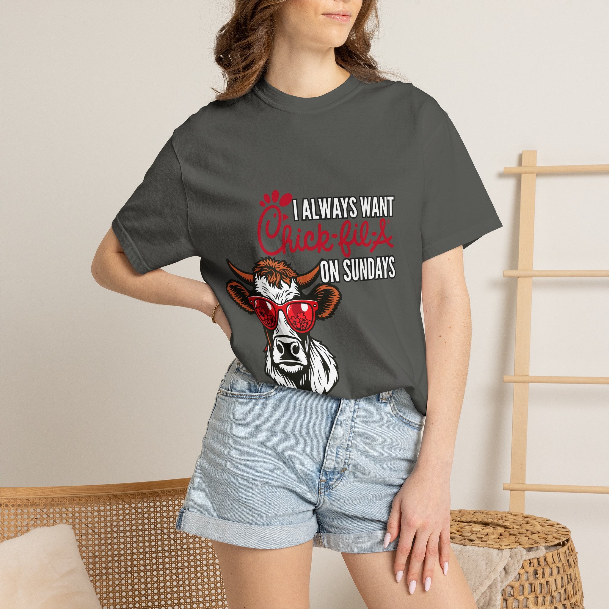 I Always Want Chick-fil-A on Sundays T-shirt | Cow Wearing Sunglasses Tee