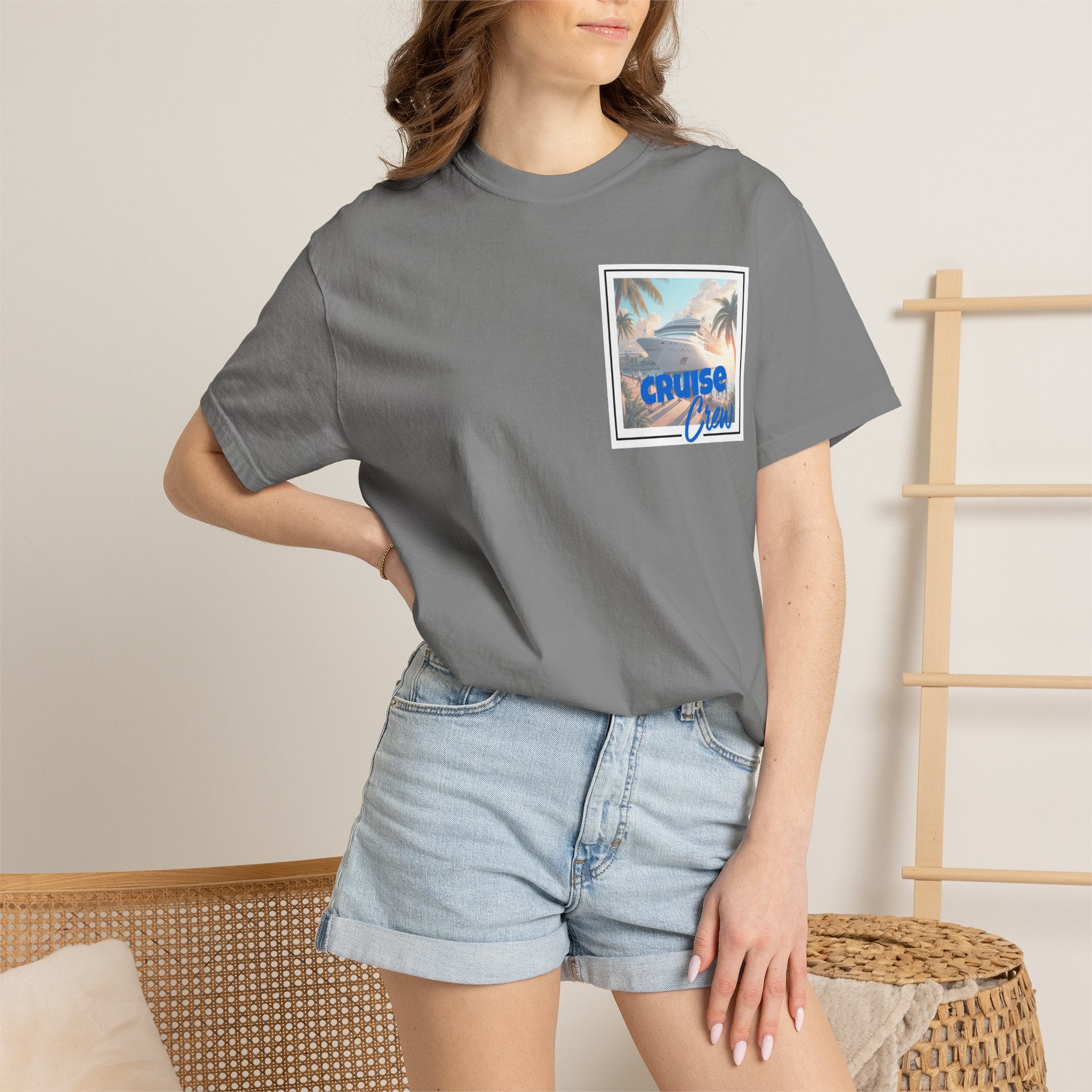 Cruise Crew T-shirt | Tropical Palm Cruise Ship Beach Design