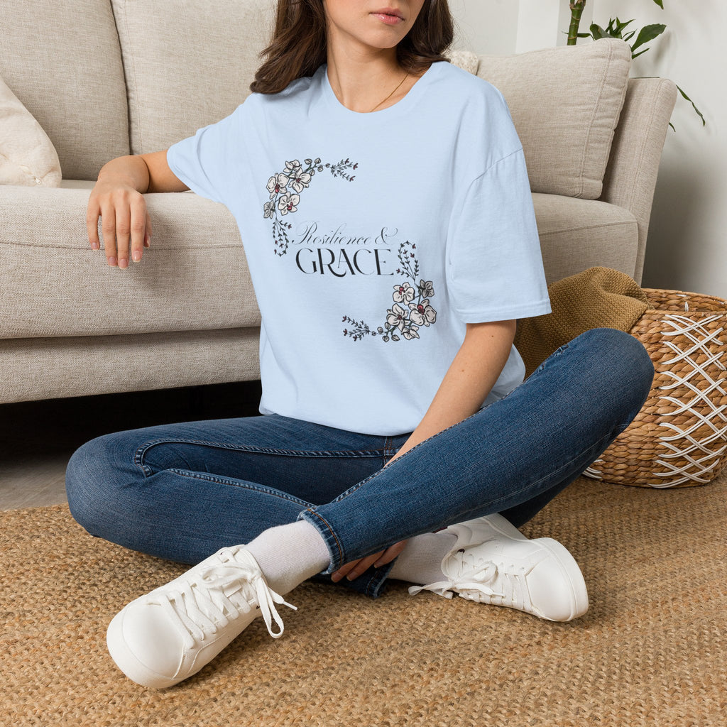Resilience & Grace T-Shirt | Floral Script Design