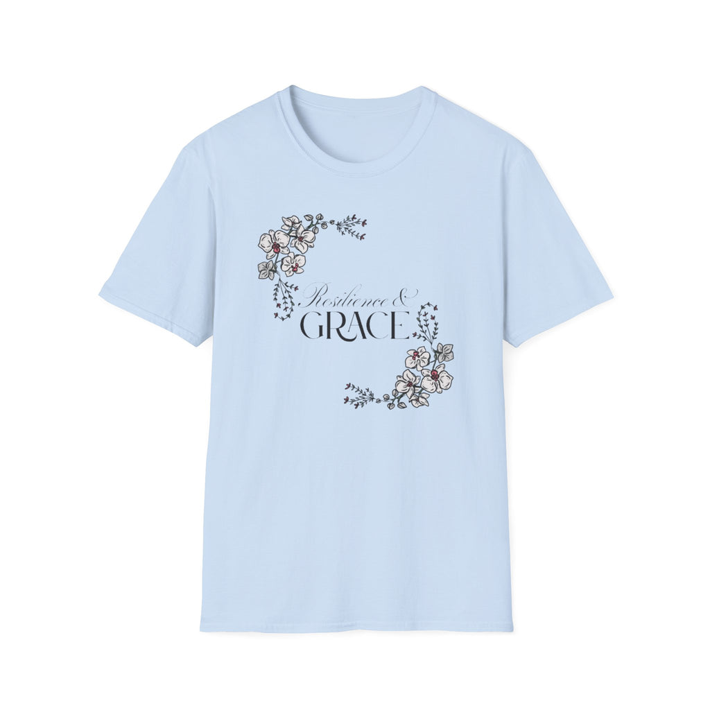 Resilience & Grace T-Shirt | Floral Script Design