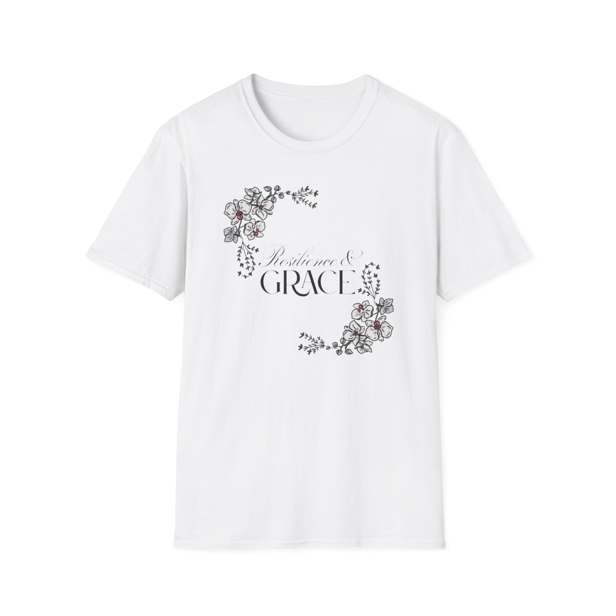 Resilience & Grace T-Shirt | Floral Script Design