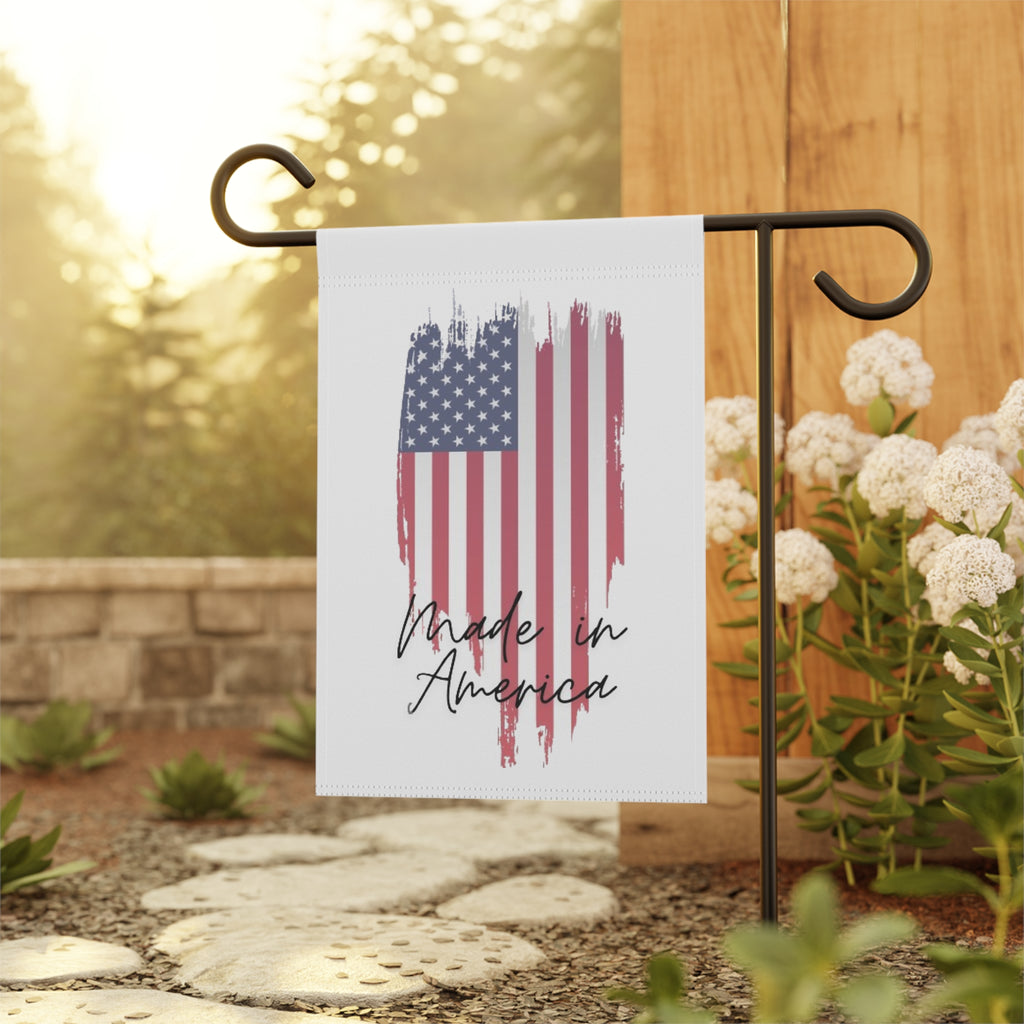 American Flag Brushstroke Made in America Garden & House Banner | Patriotic Outdoor Flag